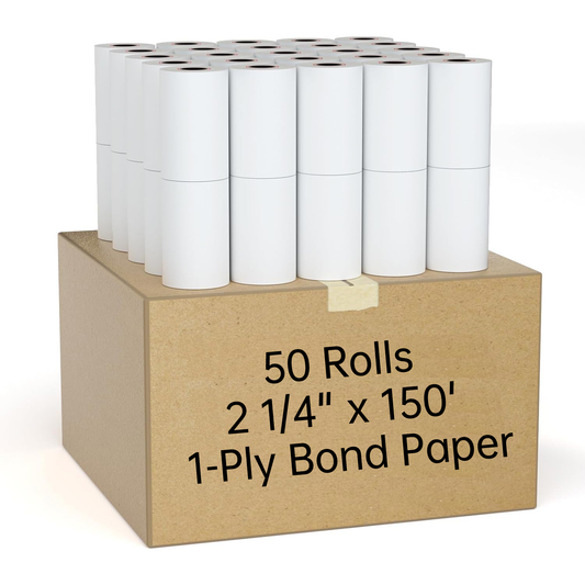 MilaMima 50 Rolls 2 1/4" x 150' 1-Ply Bond Paper | Adding Machines & Kitchen Printers
