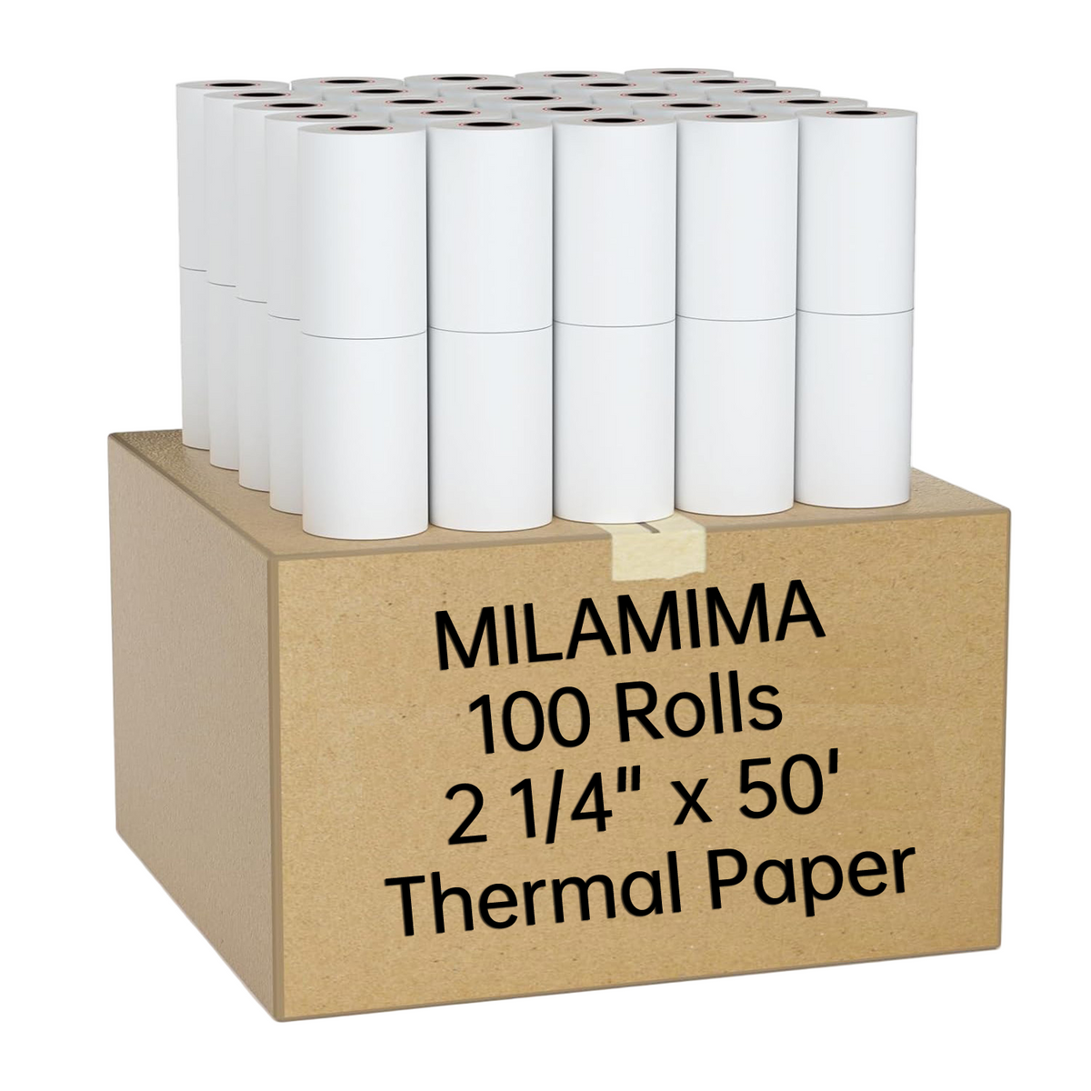2 1/4" x 50' Thermal Receipt Paper, 100 Rolls per Case