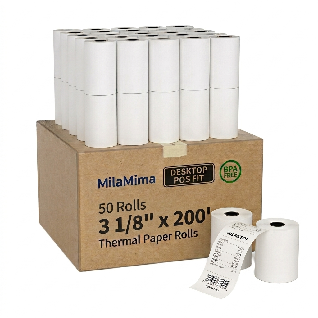 3 1/8" x 200' Thermal Receipt Paper, 50 Rolls per Case