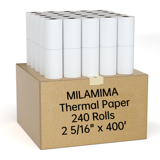 MilaMima 240 Rolls 2 5/16" x 400' Thermal Paper | Gas Pump BPA-Free Bulk Order