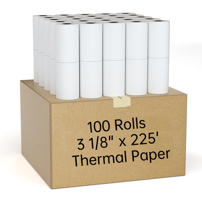 MilaMima 100 Rolls 3-1/8" x 225' Thermal Paper | 80mm BPA-Free for Epson, Star, Clover & Square
